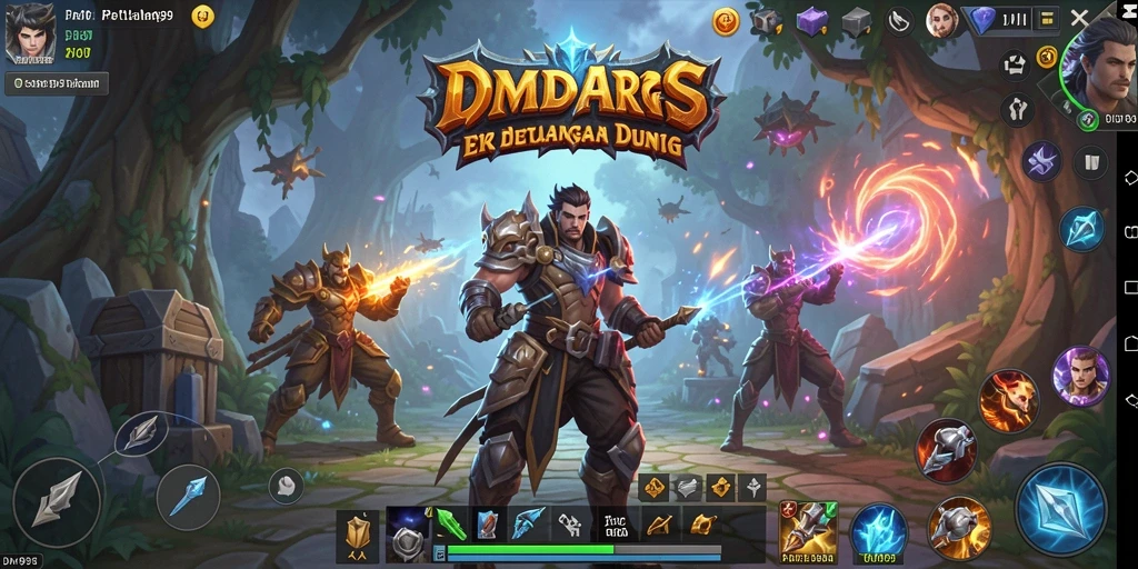 Tampilan gameplay DMD999 yang epik dalam pertempuran ARPG.