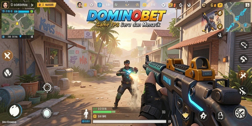 Tampilan utama screenshot DOMINOBET menampilkan aksi TPS yang seru.