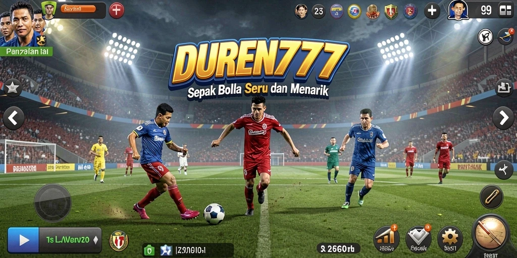 Gambar dari gameplay seru DUREN777 dengan aksi sepak bola yang nyata.