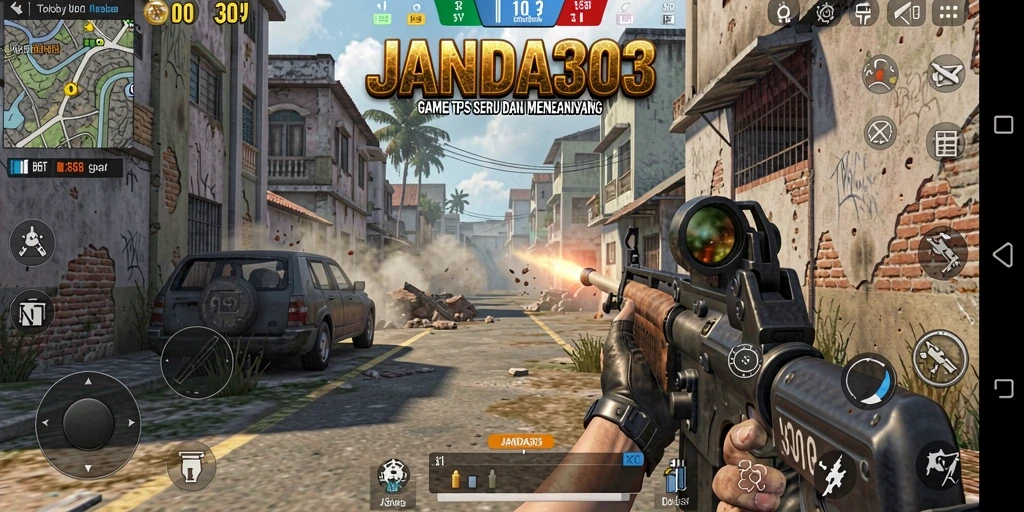 Tampilan epik gameplay JANDA303 saat pertempuran seru.