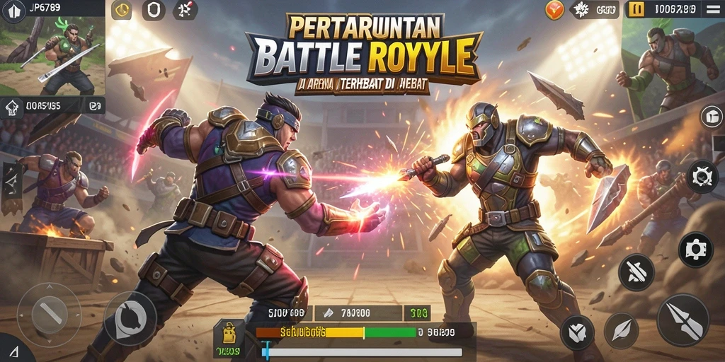 Tampilan pertarungan seru di JP6789, arena Battle Royale yang menantang.