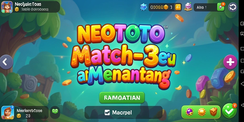 Tampilan gameplay NEOTOTO yang penuh warna dan tantangan Match-3.