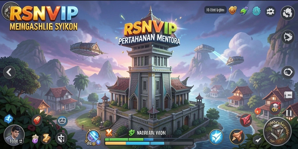 Tampak aksi menara menghadapi gelombang musuh dalam permainan Tower Defense.